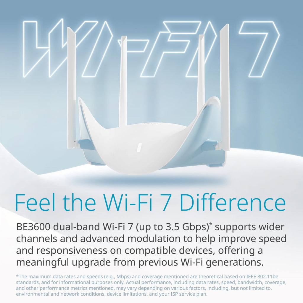 D-Link BE9500 Tri-Band Wi-Fi 7 Smart Router (R95) â Sculptured-Wing Design, 2.5 GbE, Self-Optimizing Mesh, Multi-Gig, Parental Controls, Alexa/Google Ready