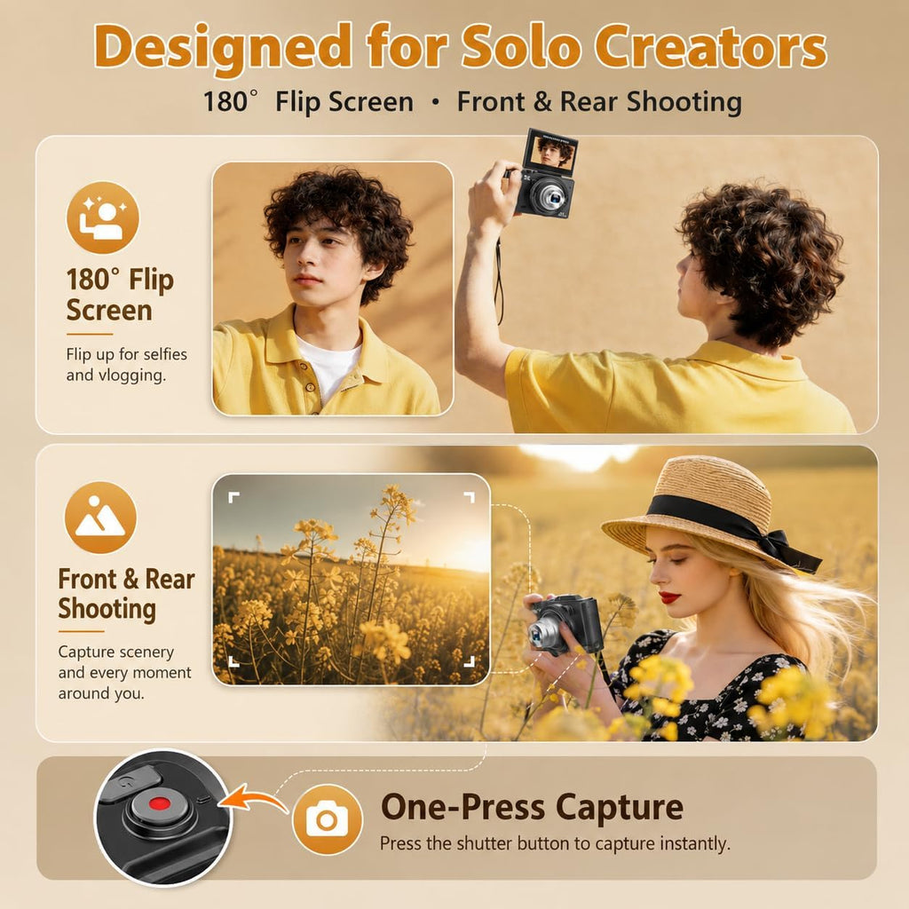 5K Digital Camera for Photography, 80MP Vlogging Camera for YouTube
