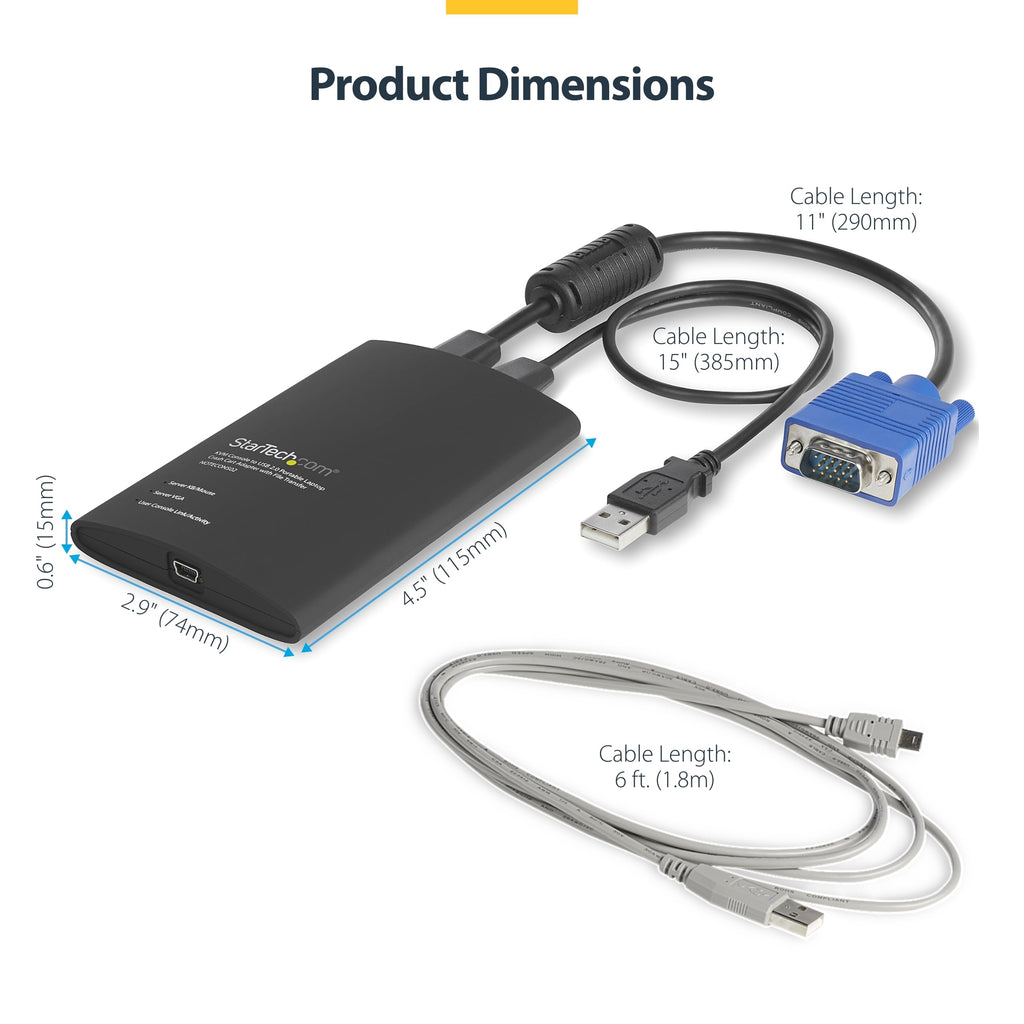 StarTech Crash Cart Adapter, Server Management, USB VGA, TAA (NOTECONS01)