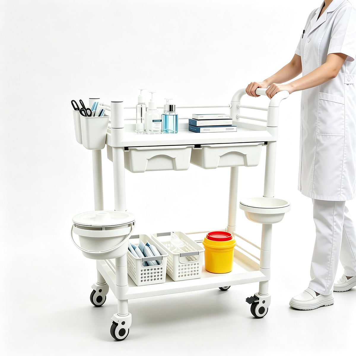 3-Tier Medical Mobile Trolley Cart