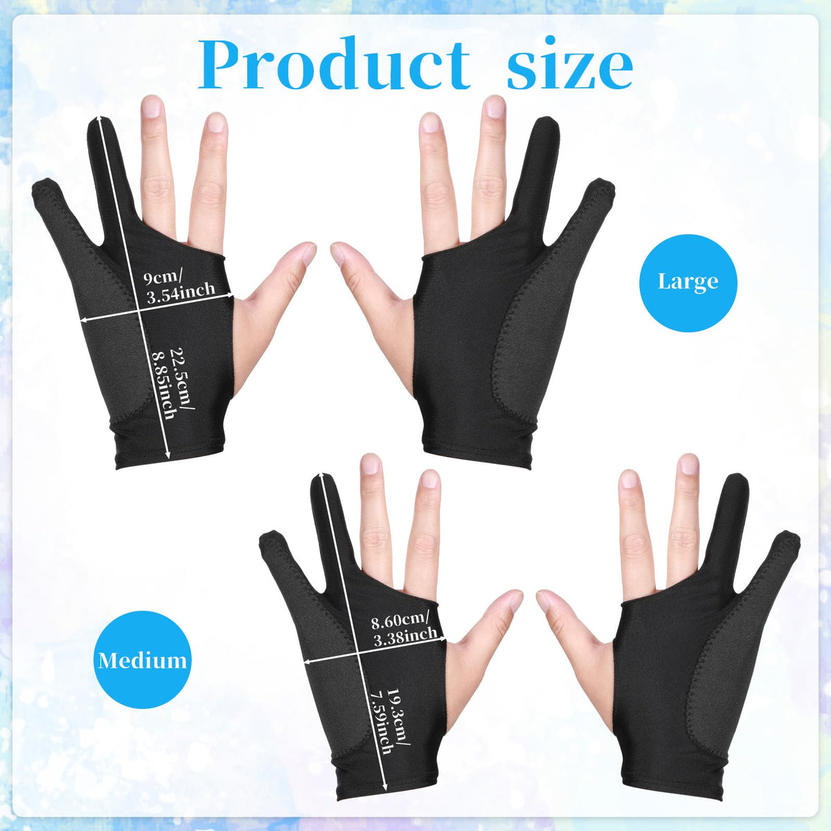 Giantree 2 Pcs Digital Drawing Glove, 3-Layer Palm Rejection Artist Glove for Drawing Graphics Monitor Tablet Paper Sketching