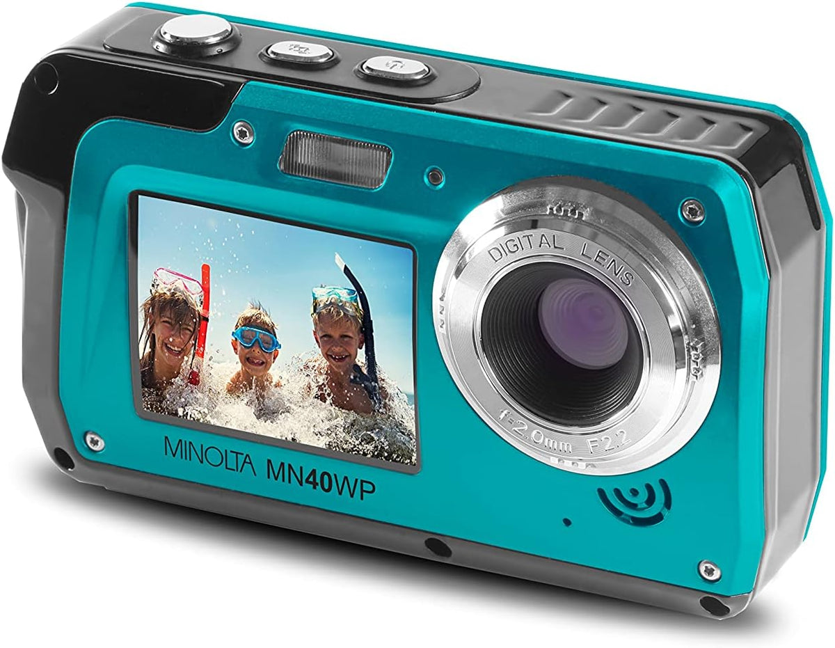 Minolta MN40WP 48MP QHD Dual LCD Screen Waterproof Camera, Blue