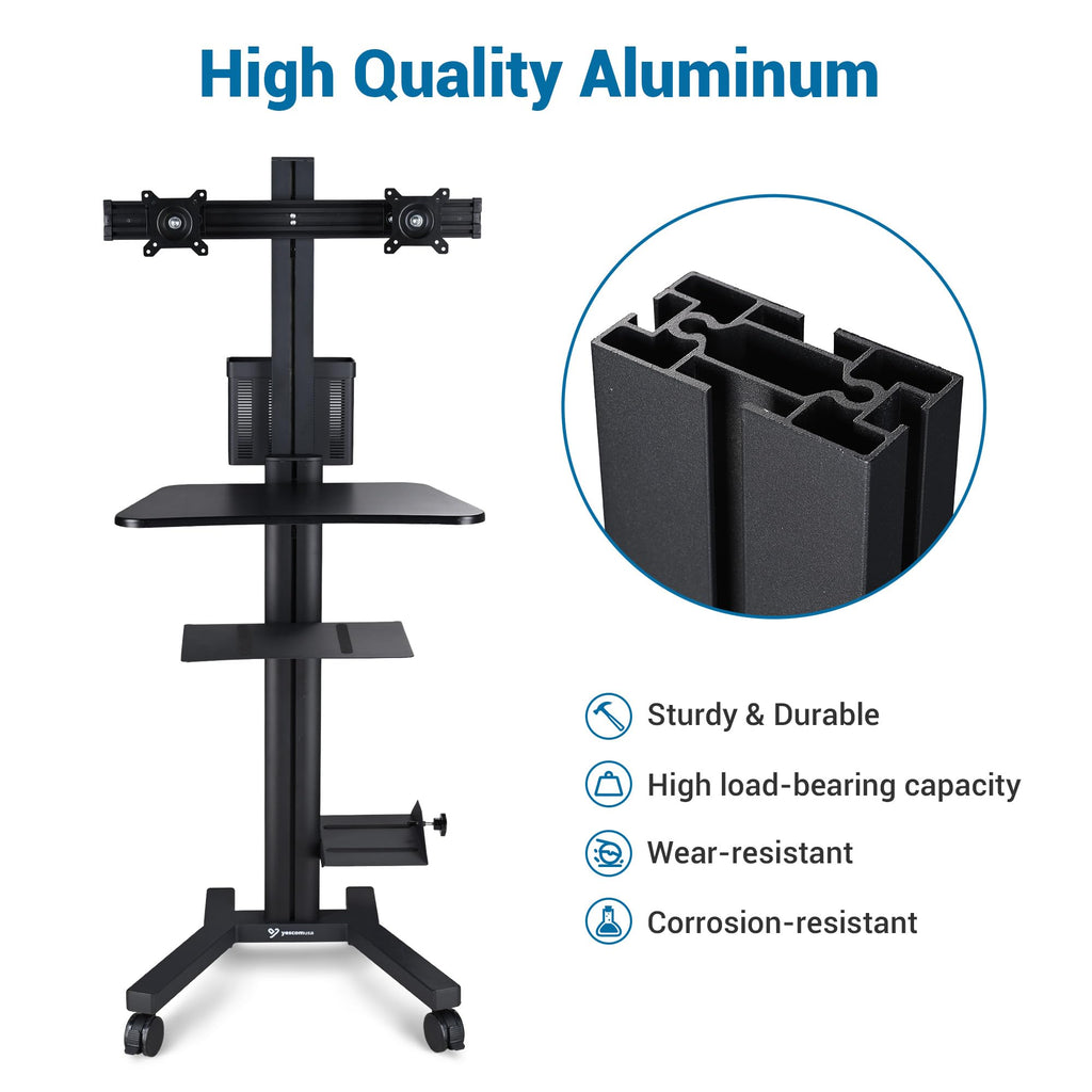 AW NexusX Commander Mobile Computer Cart Medical Rolling PC Stand Desk