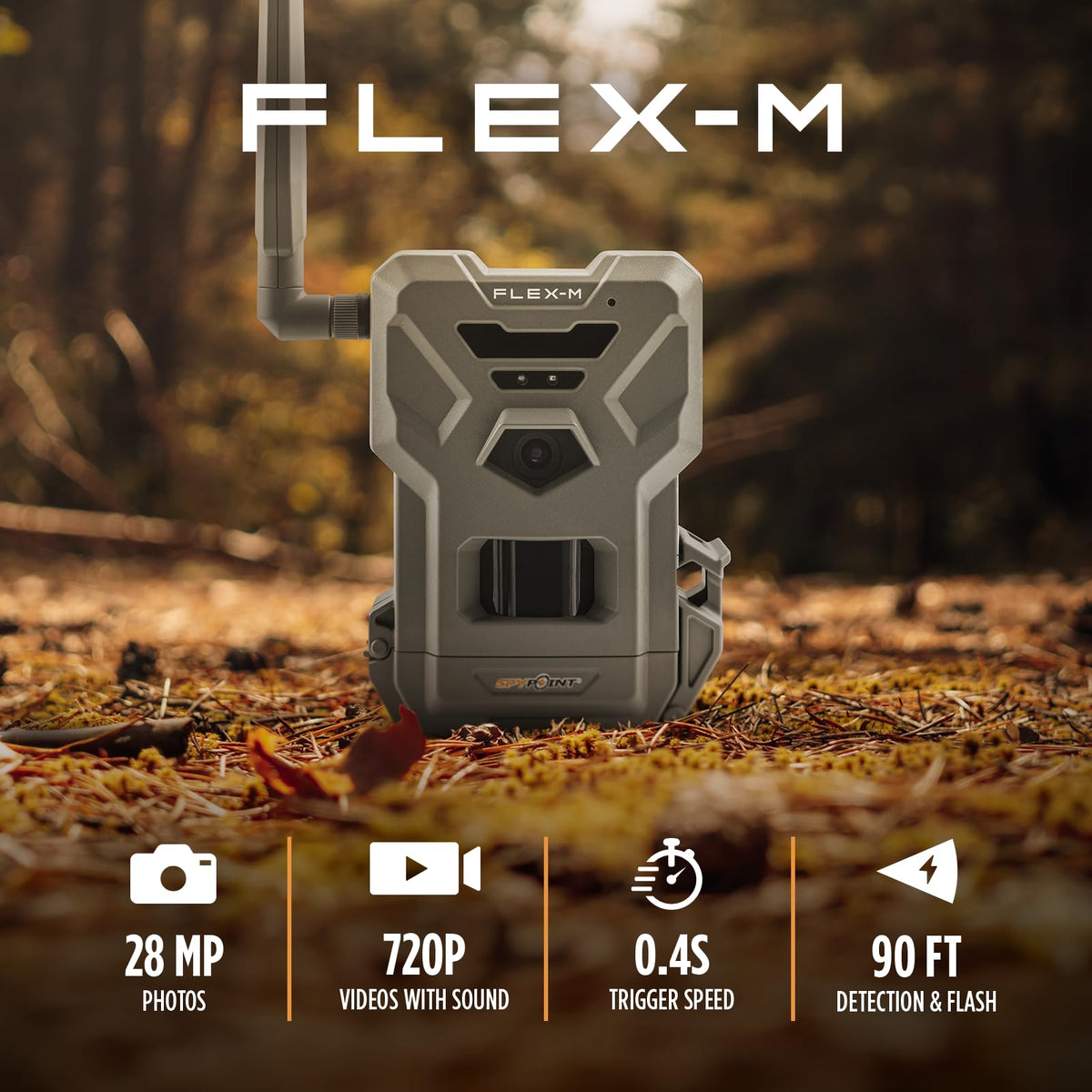 SPYPOINT Flex-M Cellular Trail Camera - Best Hunting Accessories, No WiFi Needed, Night Vision, Motion Activated, Dual-Sim LTE, IP65 Water-Resistant Game Camera, 28MP Photos, 720p Videos + Sound (4)