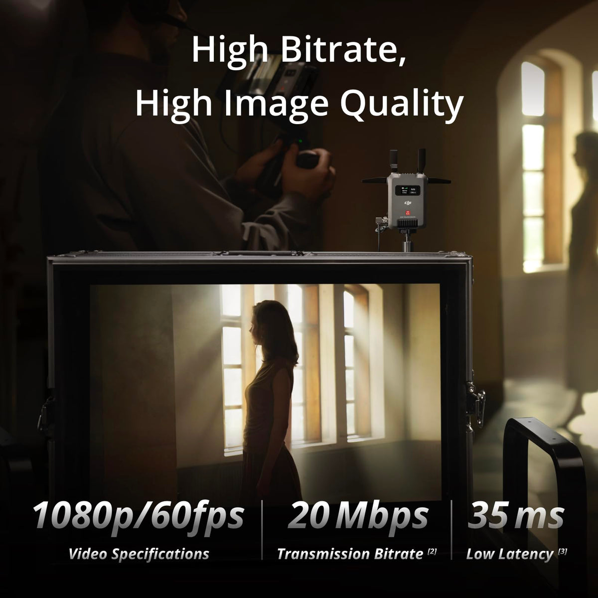 DJI SDR Transmission Combo, 3 km/10,000 ft 1080p/60fps SDR Wireless Video Transmission, Transmitter & Receiver, Stable & Anti-Interference, Wireless Video System, Strong Penetration, USB-C Monitoring