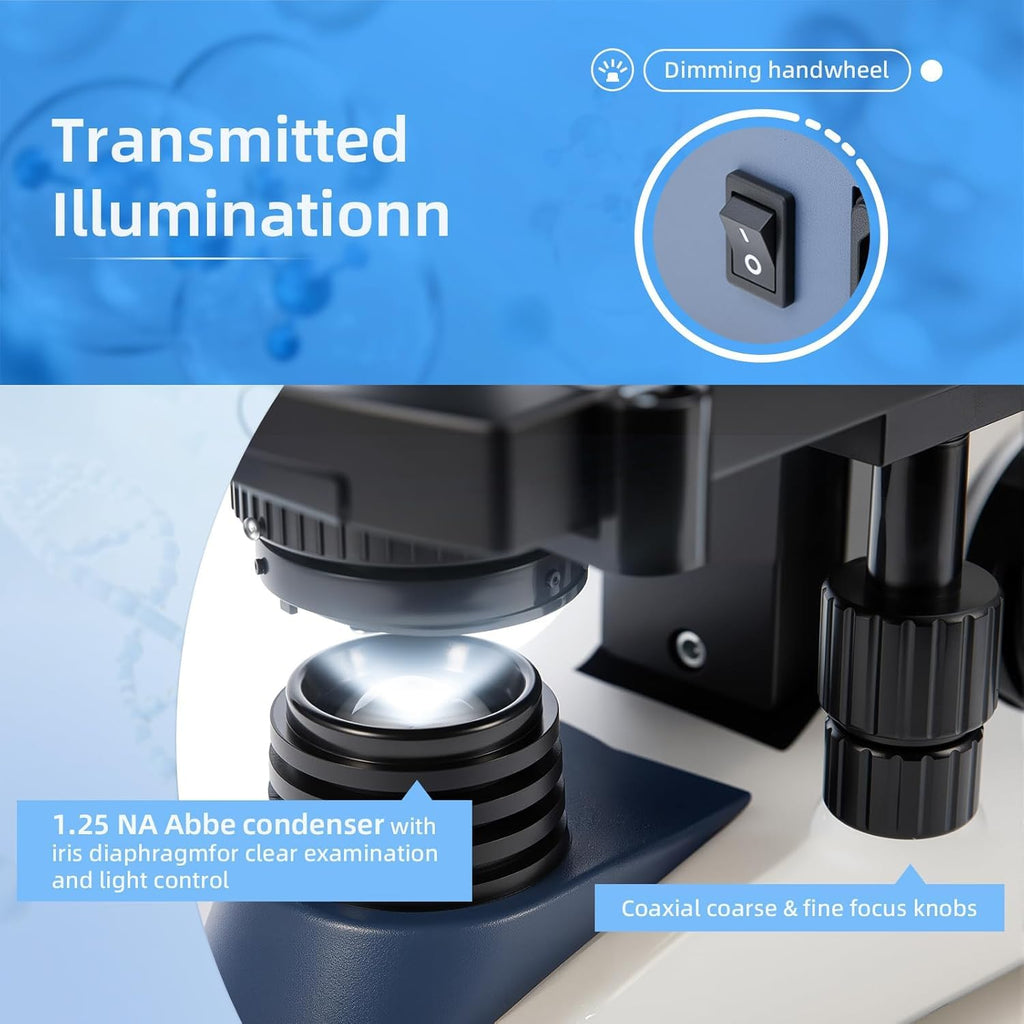 SWIFT SW380B 40X-2500X Magnification, Siedentopf Head, Research-Grade Binocular Compound Lab Microscope with Wide-Field 10X and 25X Eyepieces, Mechanical Stage, Ultra-Precise Focusing