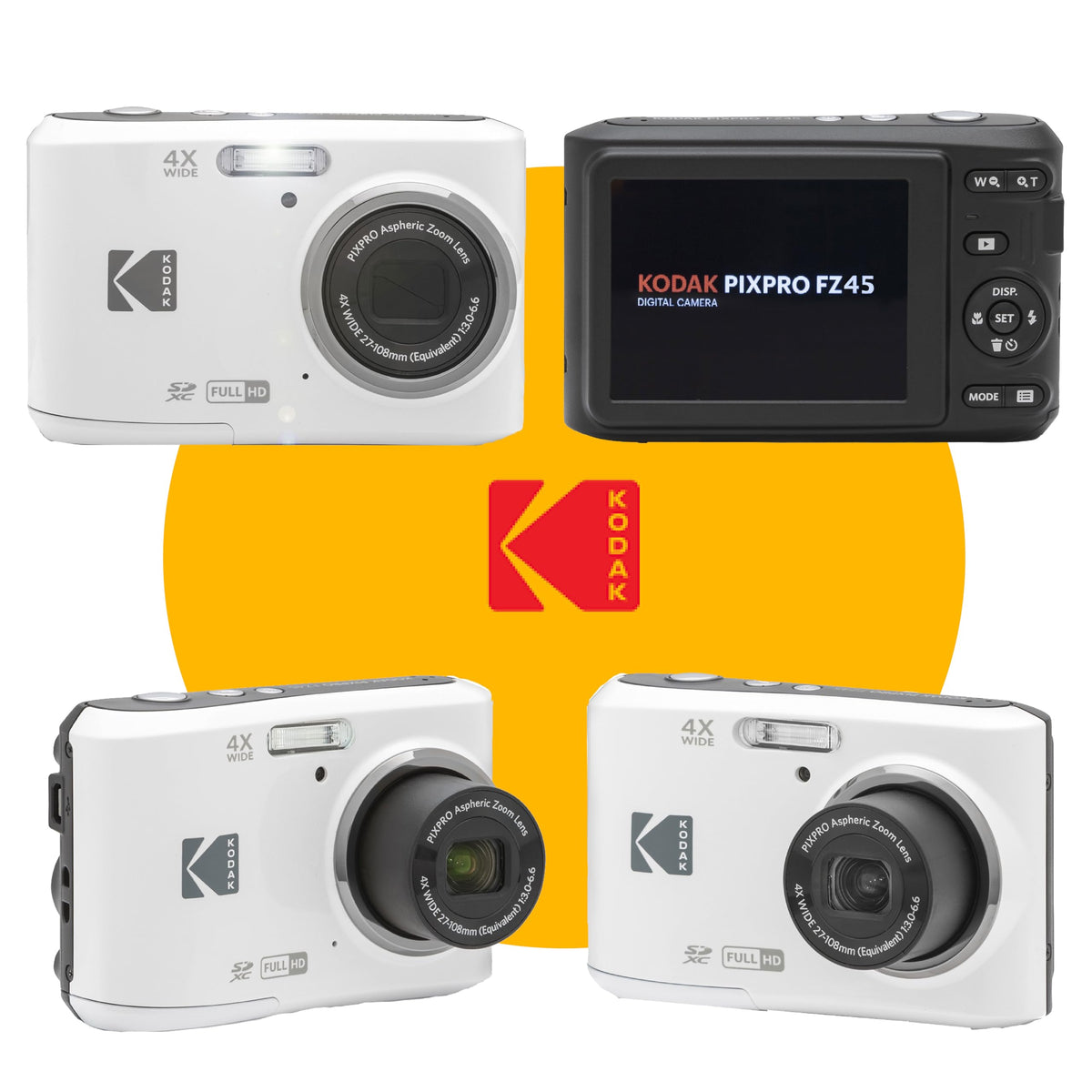 KODAK PIXPRO FZ45 16MP Digital Camera with 4X Optical Zoom 27mm Wide Angle and 2.7" LCD Screen Bundle with 32GB SD Memory Card, AA Batteries (4 Pack), Lens Cleaning Cloth (Red)