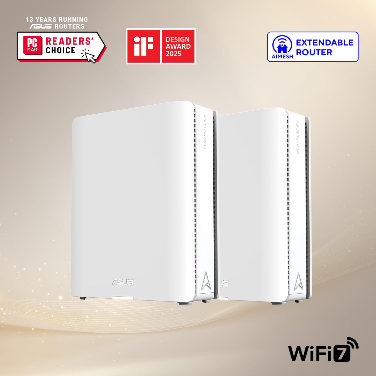 ASUS ZenWiFi BT6 WiFi 7 Mesh Router - Tri-Band, 3k sq. ft. x2 WAN (1 PK)