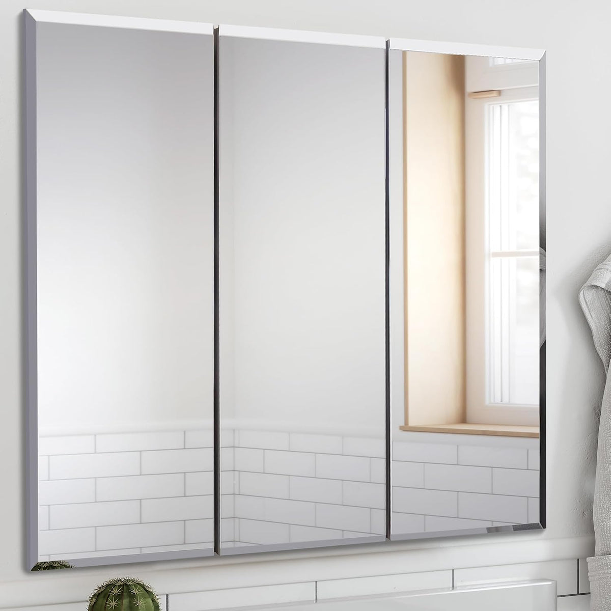 Design House Cyprus Tri-View Medicine Cabinet, 36", White