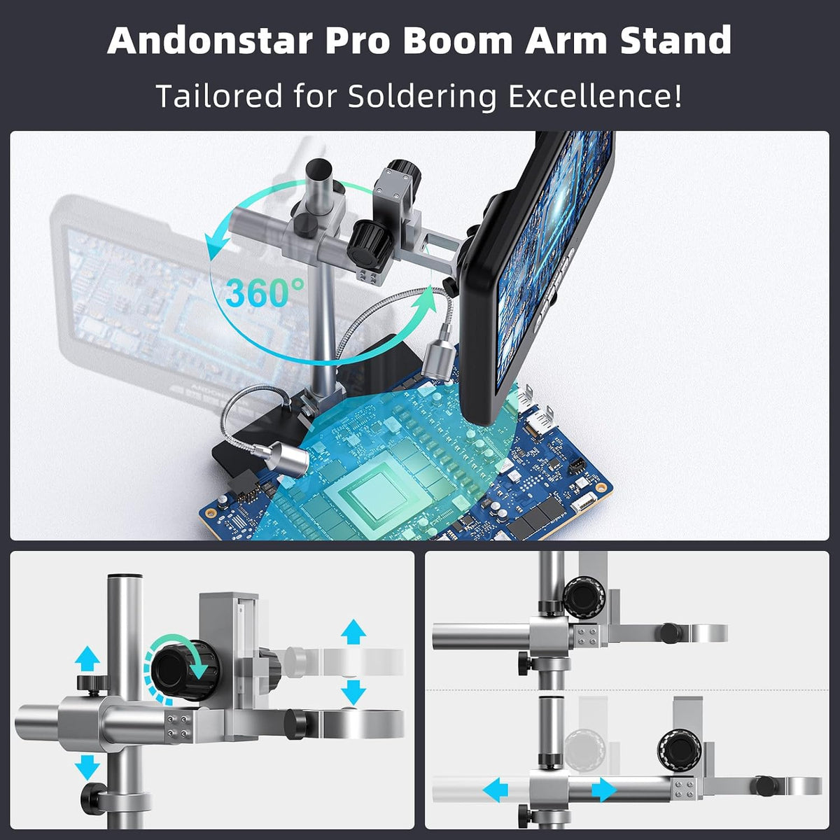 Andonstar 4K 60FPS 10.1" HDMI Digital Microscope for Soldering, Coin