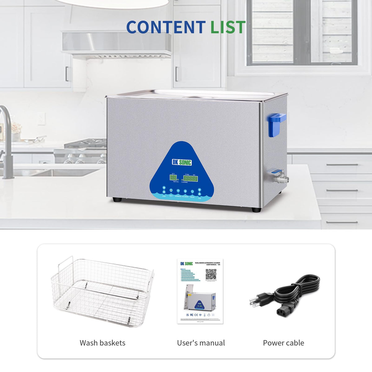 DK SONIC Ultrasonic Cleaner 10L,240W Industrial Ultrasonic Parts Cleaner with Heater&Timer, Digital Control&Basket, Multiple Functions for Motorcycle Engines,Carburetors, Chains