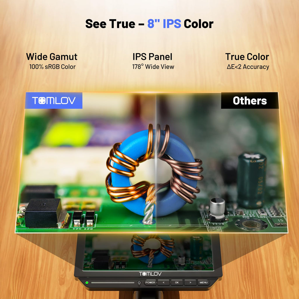 TOMLOV DM202 3K Digital Microscope, 10.1" HDMI Coin Soldering Magnifier