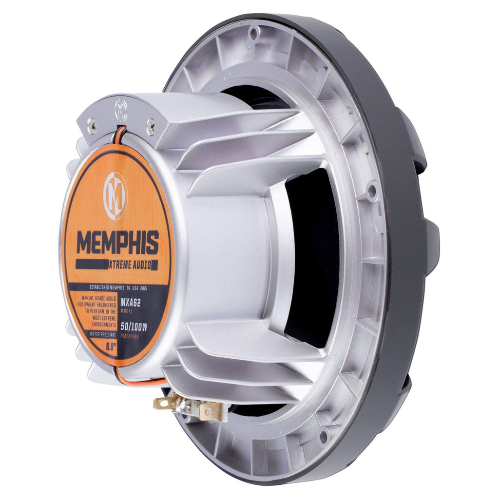 Memphis MXA602SLB MXA OEM Fit 6.5" Marine Grade Coaxial Speakers, Black with Blue LED - Pair