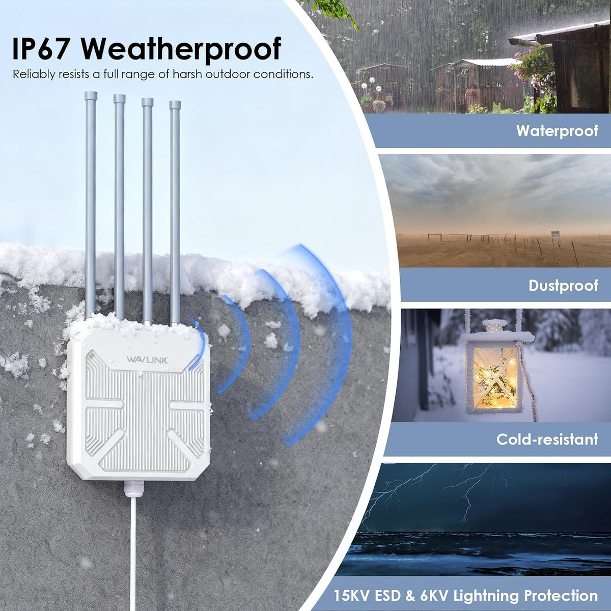 WAVLINK 2026 AX3000 0utdoor WiFi 6 Extender, Long Range Access Point