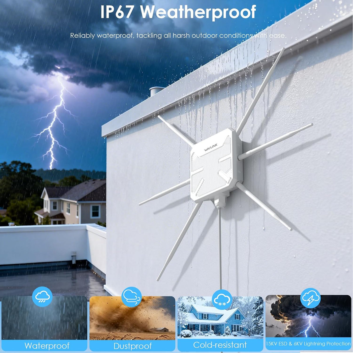 WAVLINK AX3000 Outdoor WiFi 6 Extender, Long-Range Outdoor Access Point