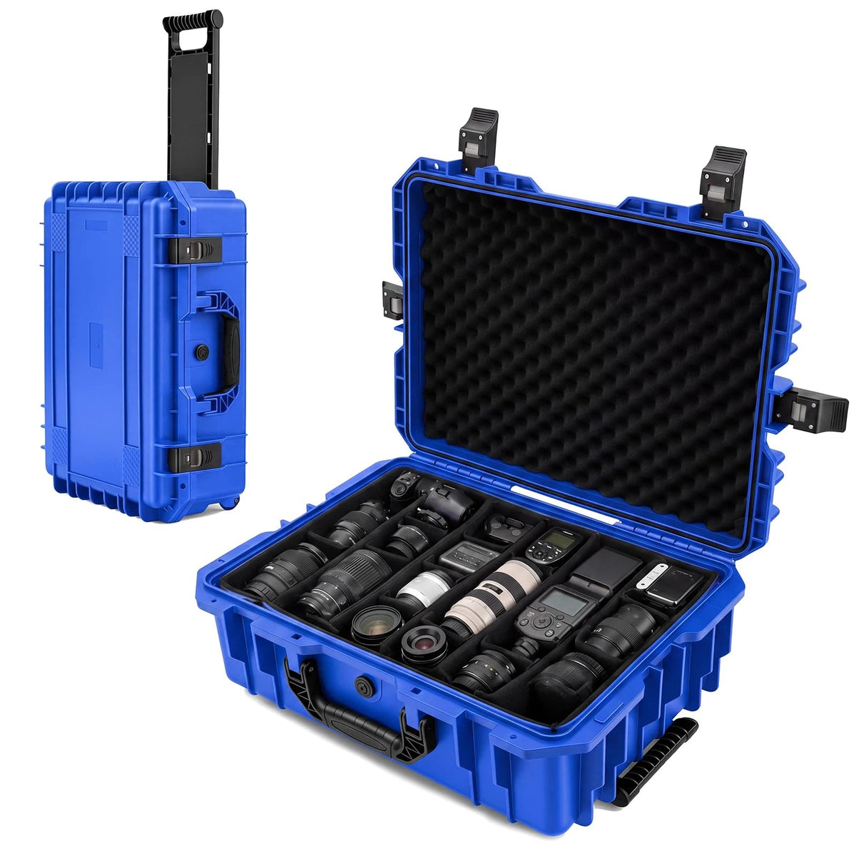 Relaxweex Rolling Camera Hard Case with 15 Padded Dividers & Wheels