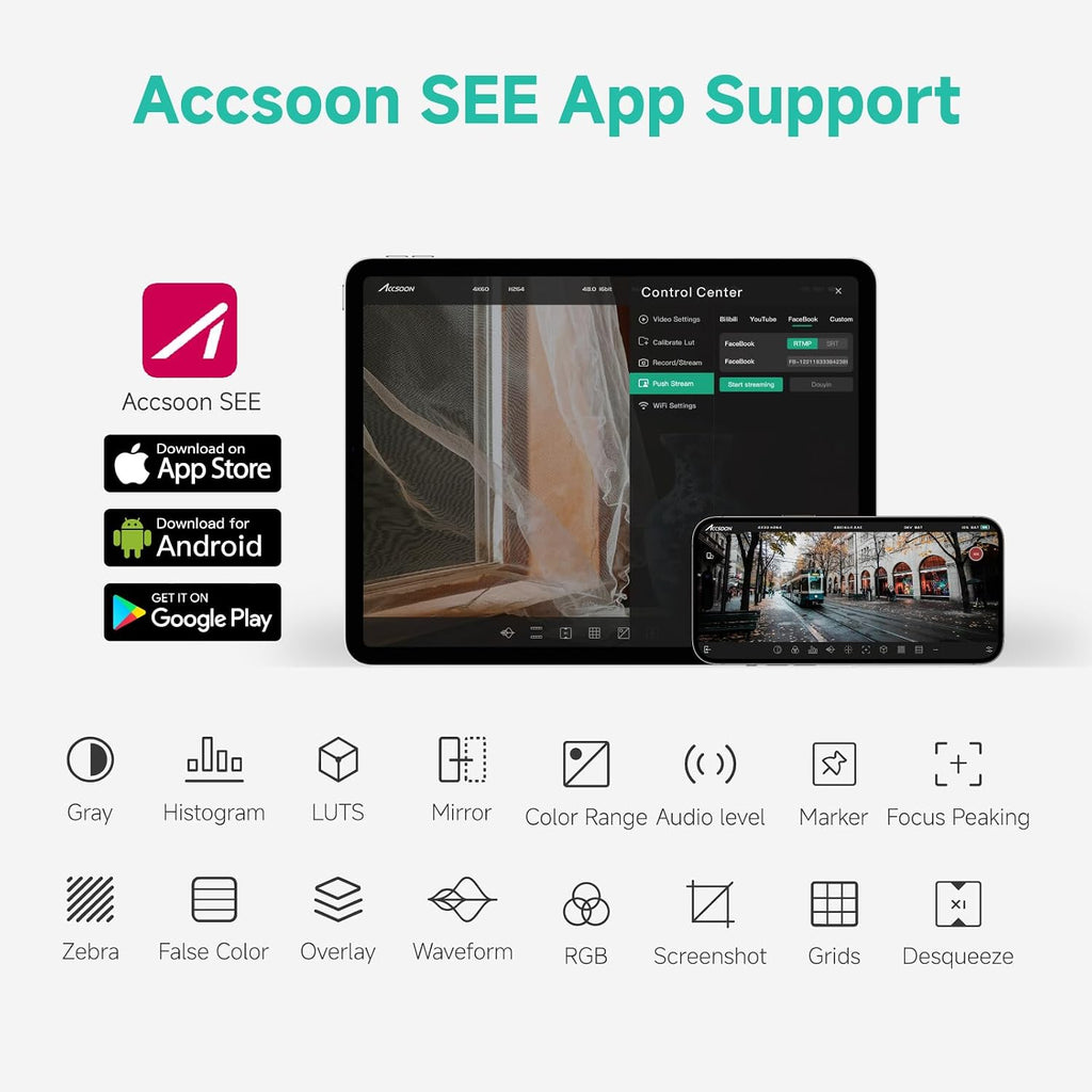 Accsoon CineView Master 4K Wireless Video Transmitter&Receiver with SDI HDMI, Tri-Band 8202ft 25ms LAT, 4K60/1080p60 1 Wired iOS+4 App Monitoring, Livestreaming Pair CineView 4K Lite/SE 4K/M7(H) Pro