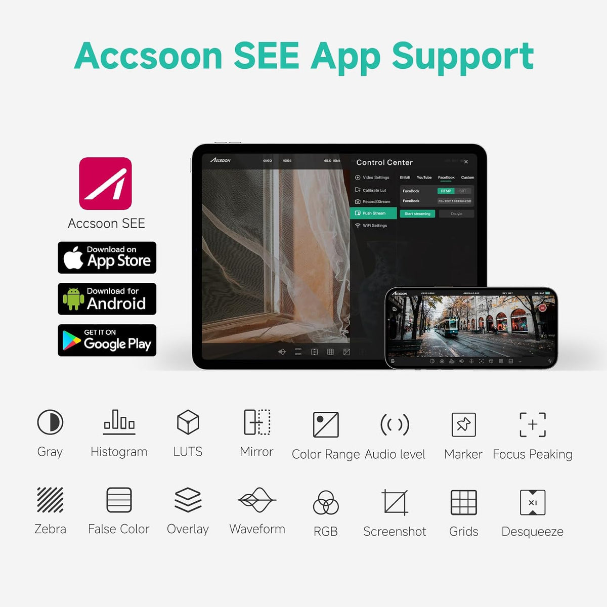 Accsoon CineView Master 4K Wireless Video Transmitter&Receiver with SDI HDMI, Tri-Band 8202ft 25ms LAT, 4K60/1080p60 1 Wired iOS+4 App Monitoring, Livestreaming Pair CineView 4K Lite/SE 4K/M7(H) Pro