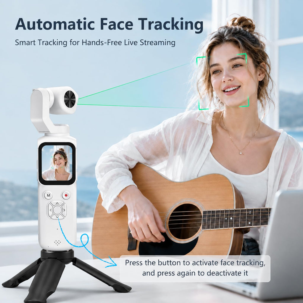 4K Vlogging Camera, Pocket Digital Camera, 330Â° Rotating Lens