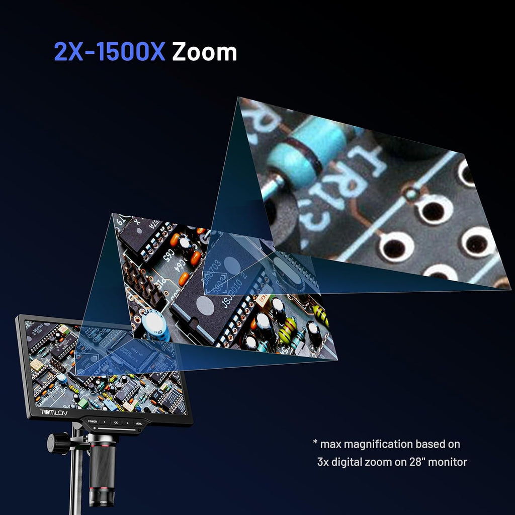 TOMLOV DM202 3K Digital Microscope, 10.1" HDMI Coin Soldering Magnifier