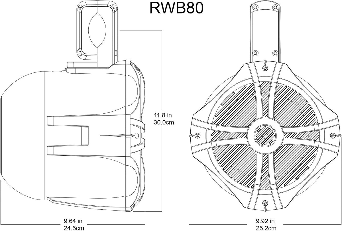 Rockville RWB90B Black 8" 2-Way 4-Ohm Marine Wakeboard Tower Speakers Pair