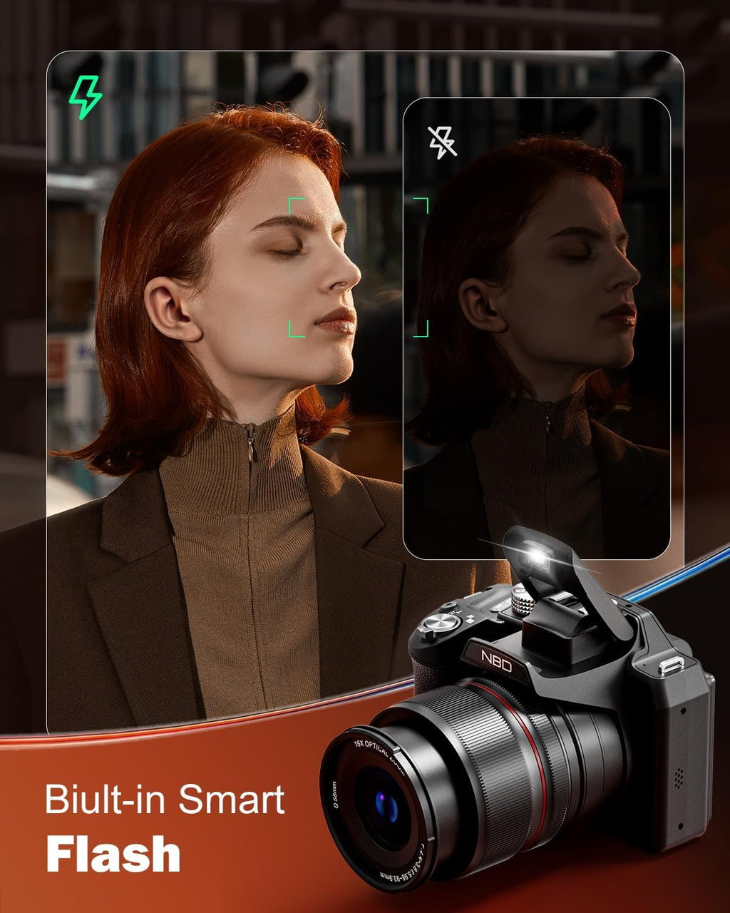 NBD 8K Digital Cameras for Photography,64MP Vlogging Cameras for YouTube,16X Optical Zoom Travel Point and Shoot Digital Cameras Fotograficas with 180Â°Flip Screen,2 Batteries,64GB Card (Black)