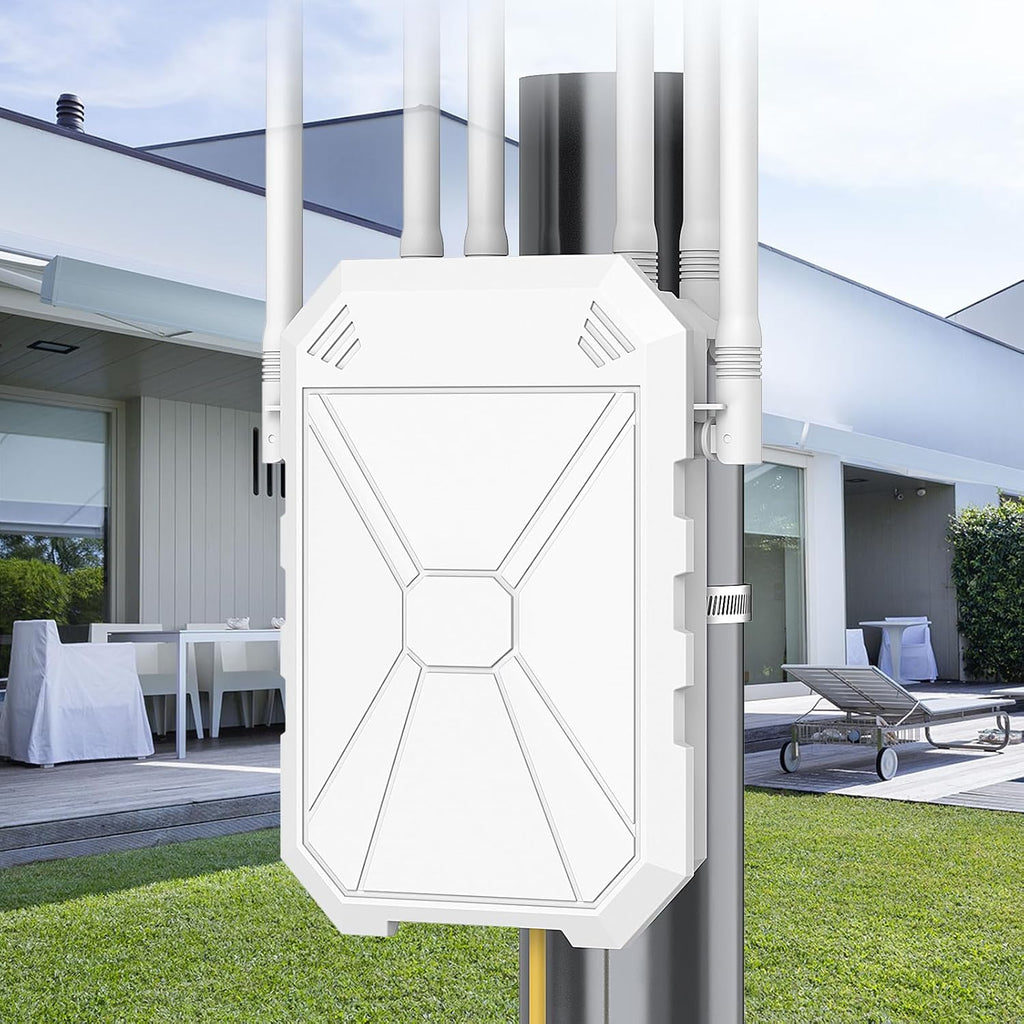 AX3000 WiFi Extender Signal Booster Outdoor WiFi 6 Extender, Wireless Gigabit Access Point Outdoor, IP65 Weatherproof, with PoE, for Starlink, Camera, Garage, Farm, Yard, RV, Campsite