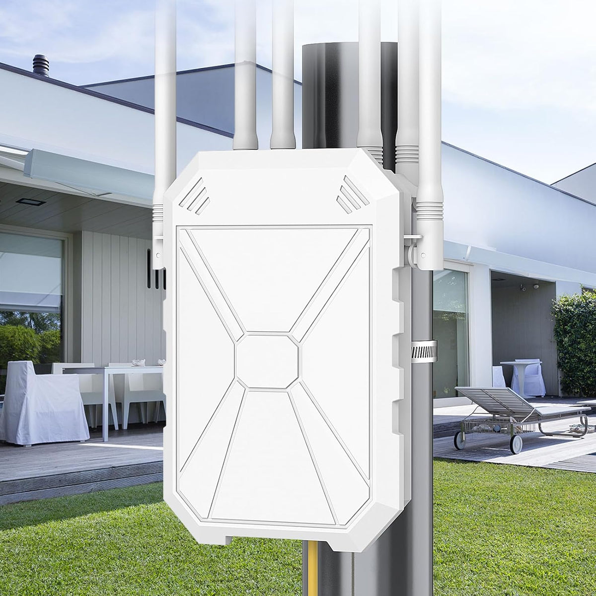 AX3000 WiFi Extender Signal Booster Outdoor WiFi 6 Extender, Wireless Gigabit Access Point Outdoor, IP65 Weatherproof, with PoE, for Starlink, Camera, Garage, Farm, Yard, RV, Campsite