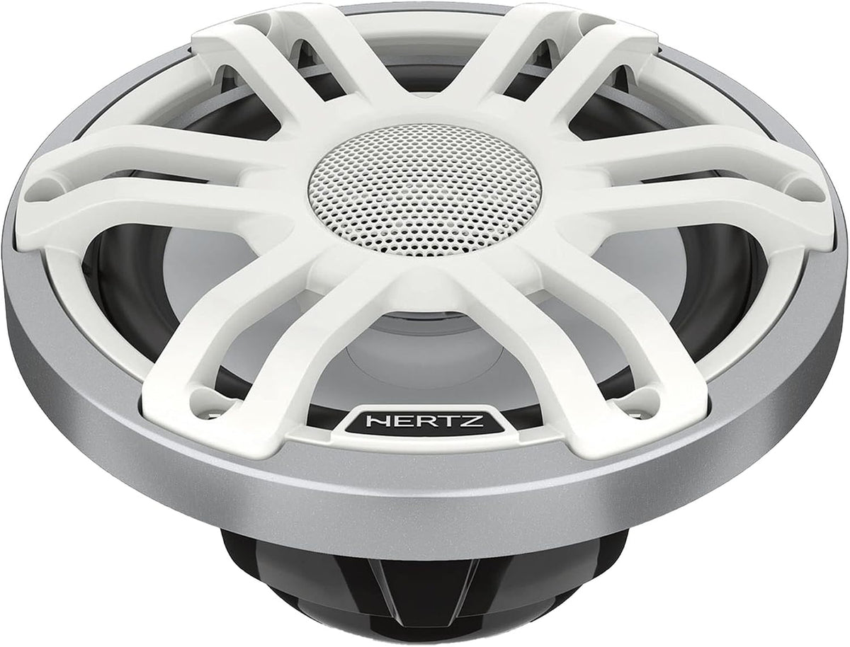 HERTZ Marine Pontoon Audio Upgrade â (4 Pair) HMX 6.5" RGB LED Coaxial Speakers â White Sport Grille Boat Sound System