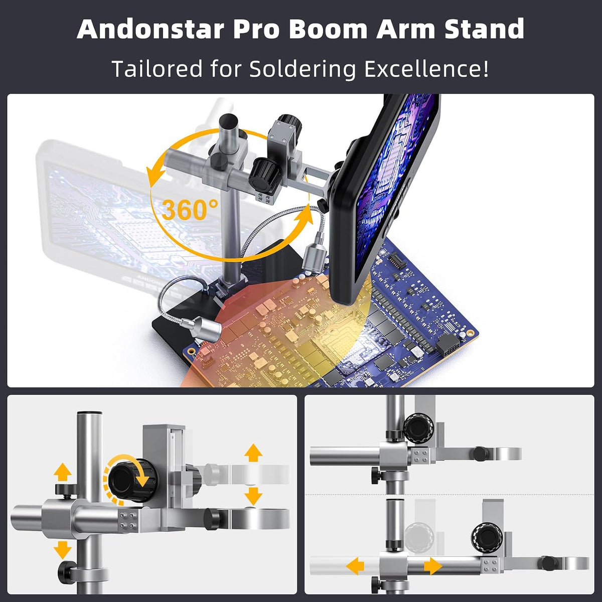 Andonstar 4K 30FPS Digital Microscope with 10.1" Screen, 3840P Video Audio