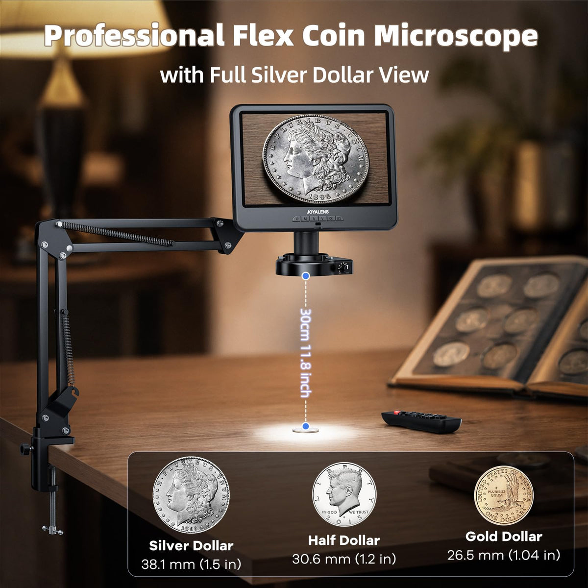 JL210 10.1'' Digital Microscope Full View Silver Coin Magnifier for Adults