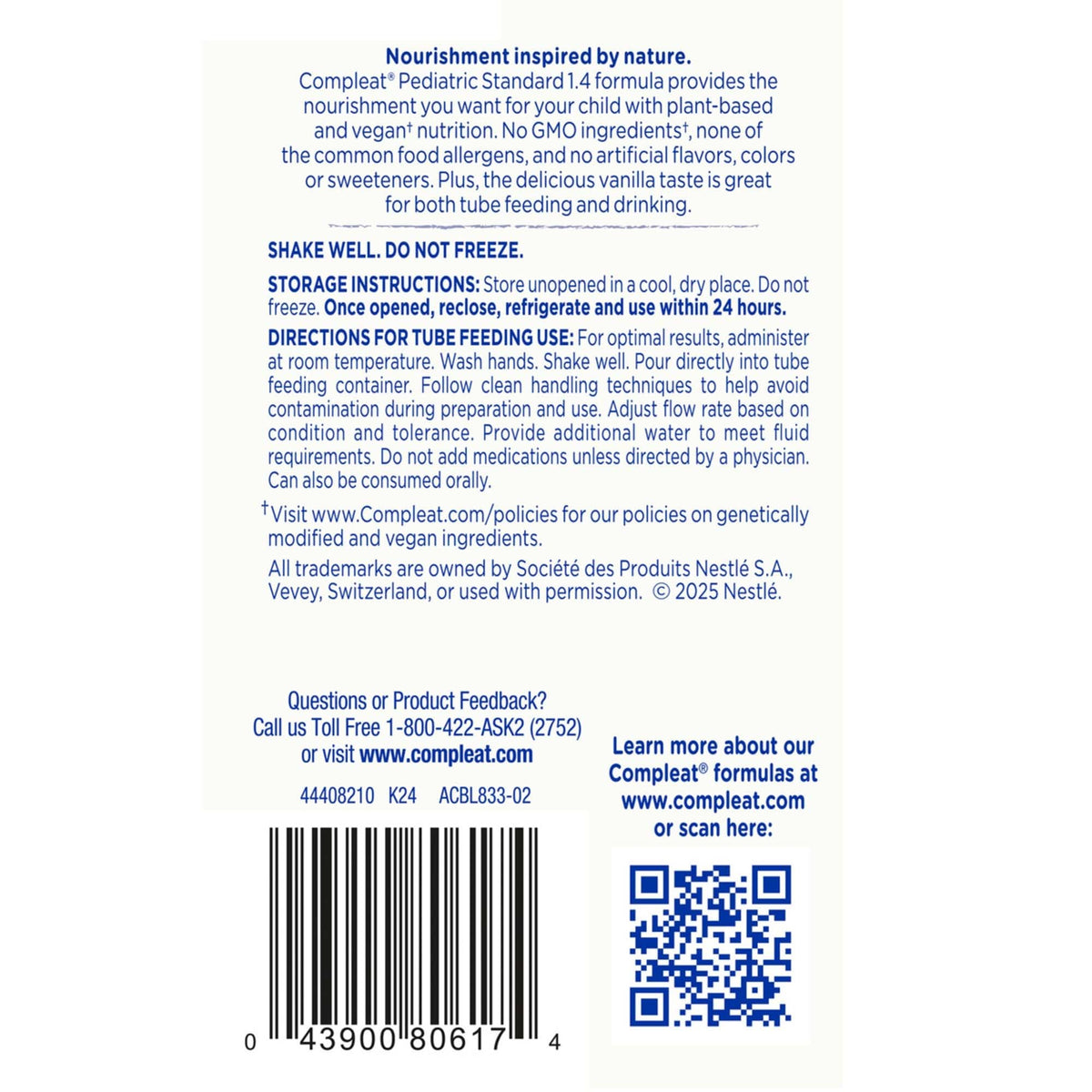 Compleat Pediatric Standard 1.4mL, Tube Feeding Formula, 24 Pack