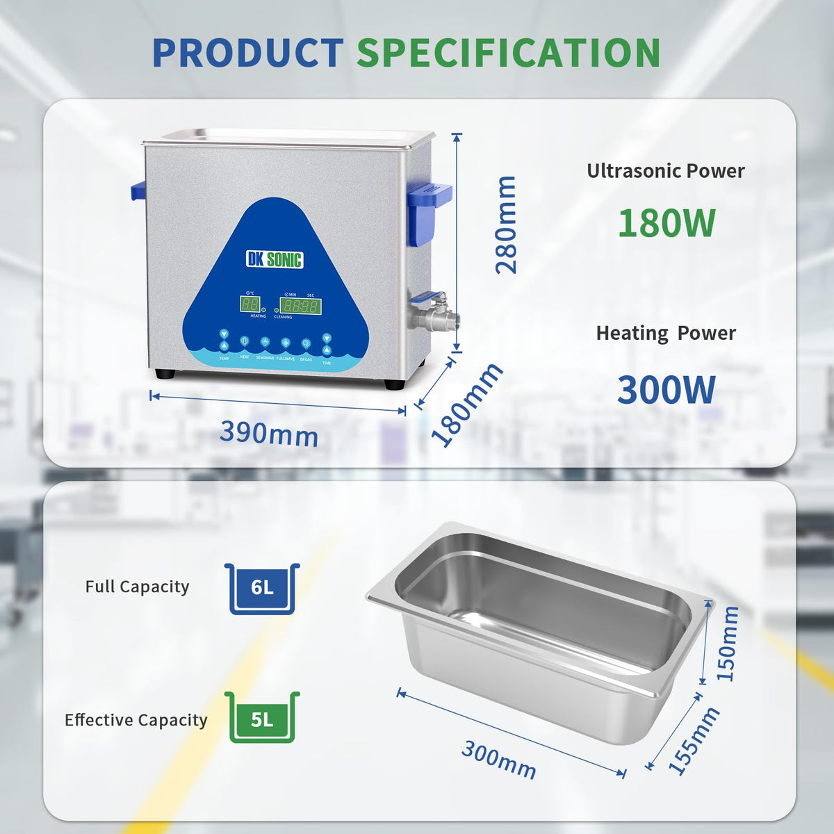 DK SONIC Ultrasonic Cleaner 10L,240W Industrial Ultrasonic Parts Cleaner with Heater&Timer, Digital Control&Basket, Multiple Functions for Motorcycle Engines,Carburetors, Chains