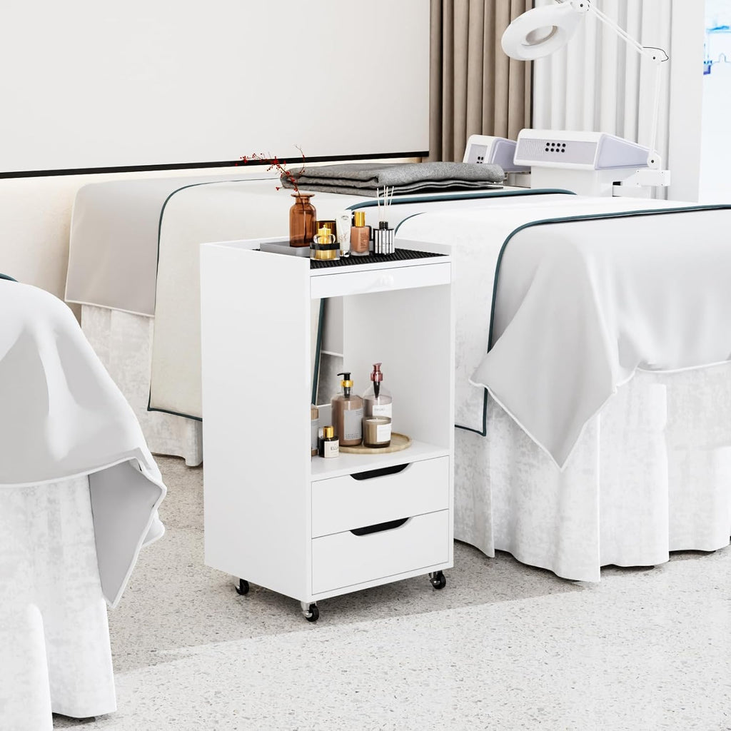 Medical Carts with Wheels, Crash Cart Ultrasound Trolley with Non-Slip Pads, Utility Esthetician Rolling Cart Mobile Storage Organizer for Hospital Clinic Dental Beauty Spa Office Salon Lab, White