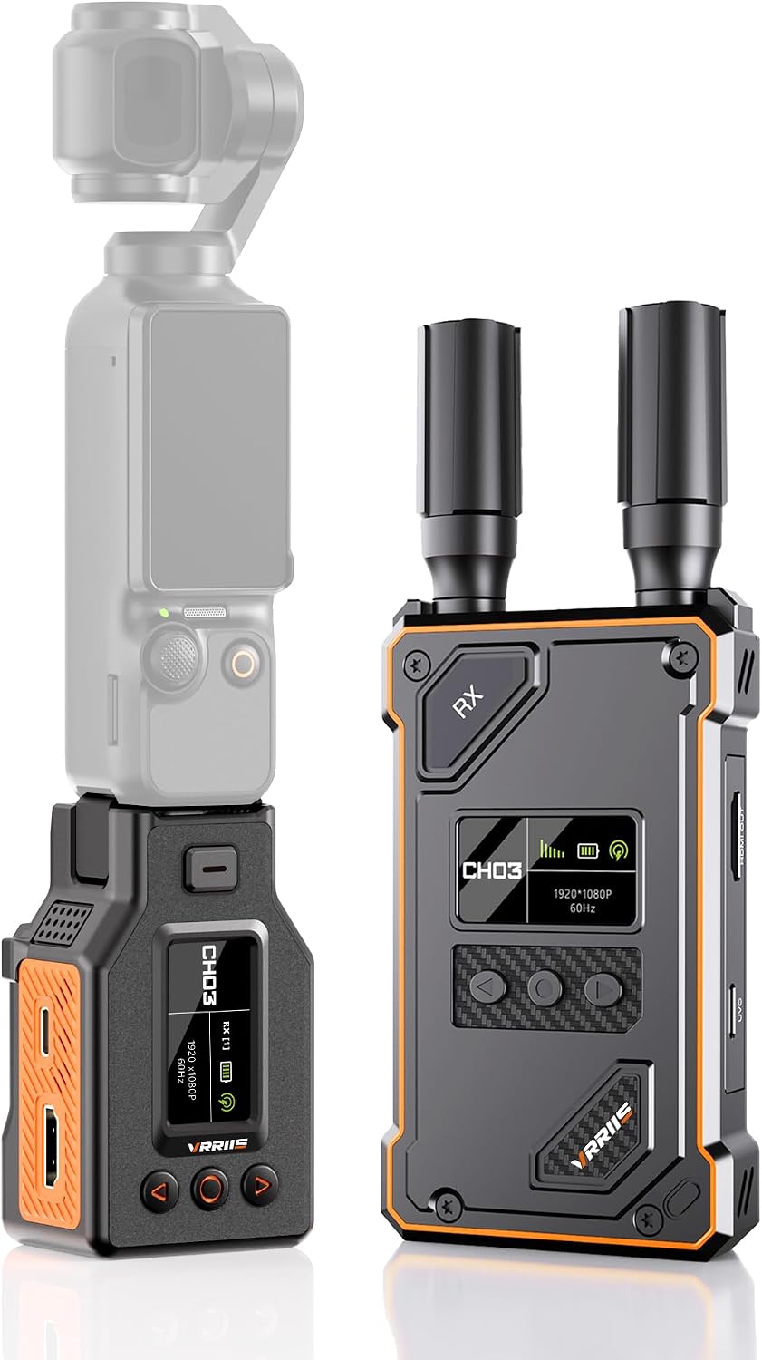 Wireless Video Transmitter and Receiver for OSMO Pocket 3,1080P HD Transmission System with UVC Out,20 Channels Adjustable,1640FT Range,for Live Stream from TV Box,PC,Pocket 3,to TV,Monitor