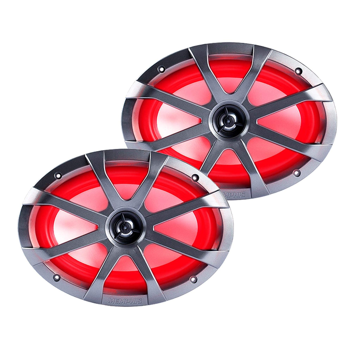Memphis MXA602SLB MXA OEM Fit 6.5" Marine Grade Coaxial Speakers, Black with Blue LED - Pair