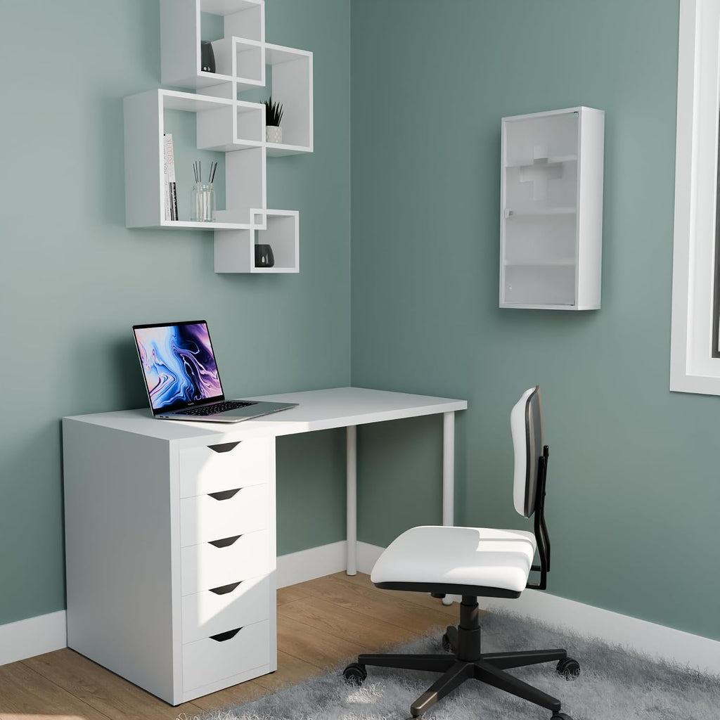 Metal Medicine Cabinet with Lock, Frosted Tempered Glass Door