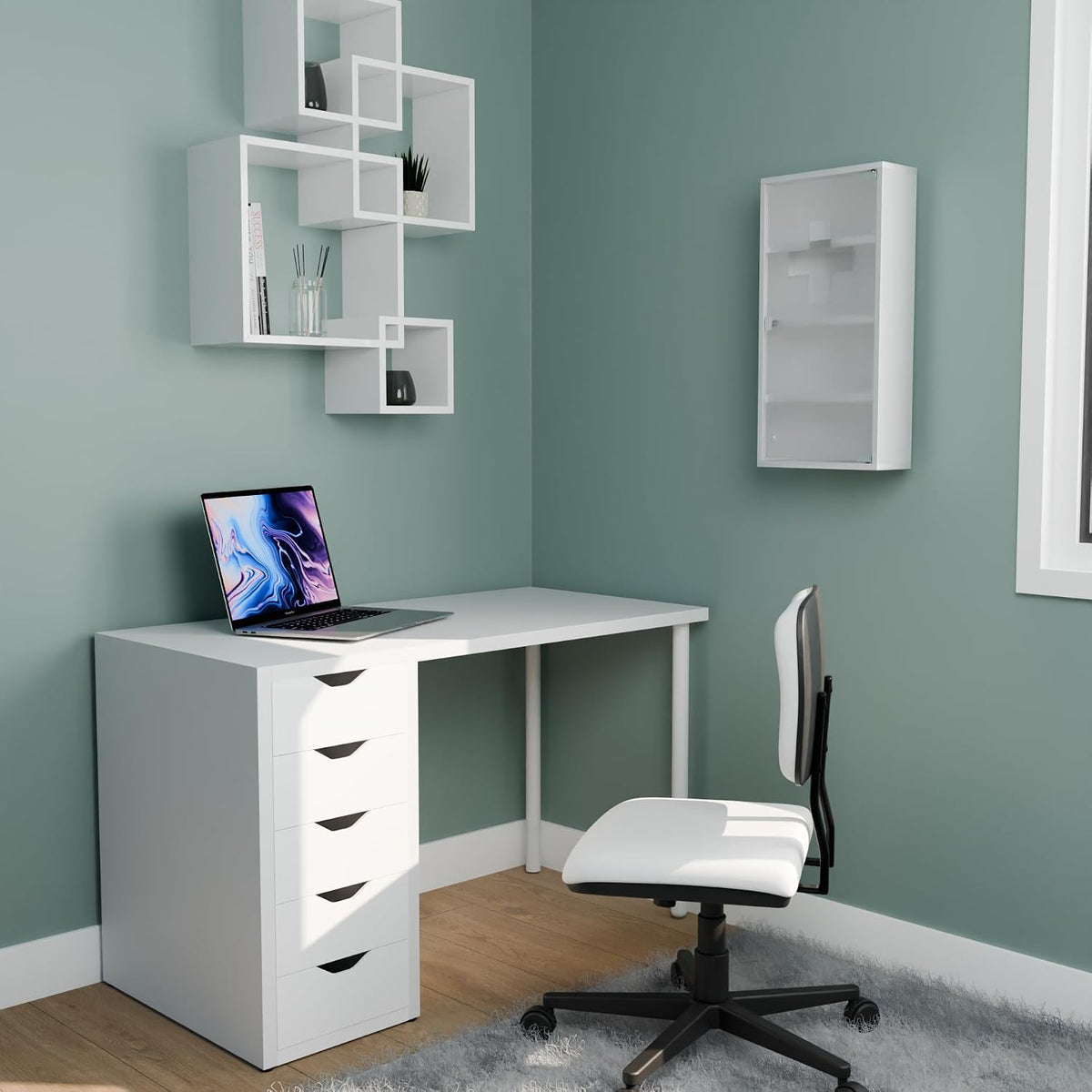 Metal Medicine Cabinet with Lock, Frosted Tempered Glass Door