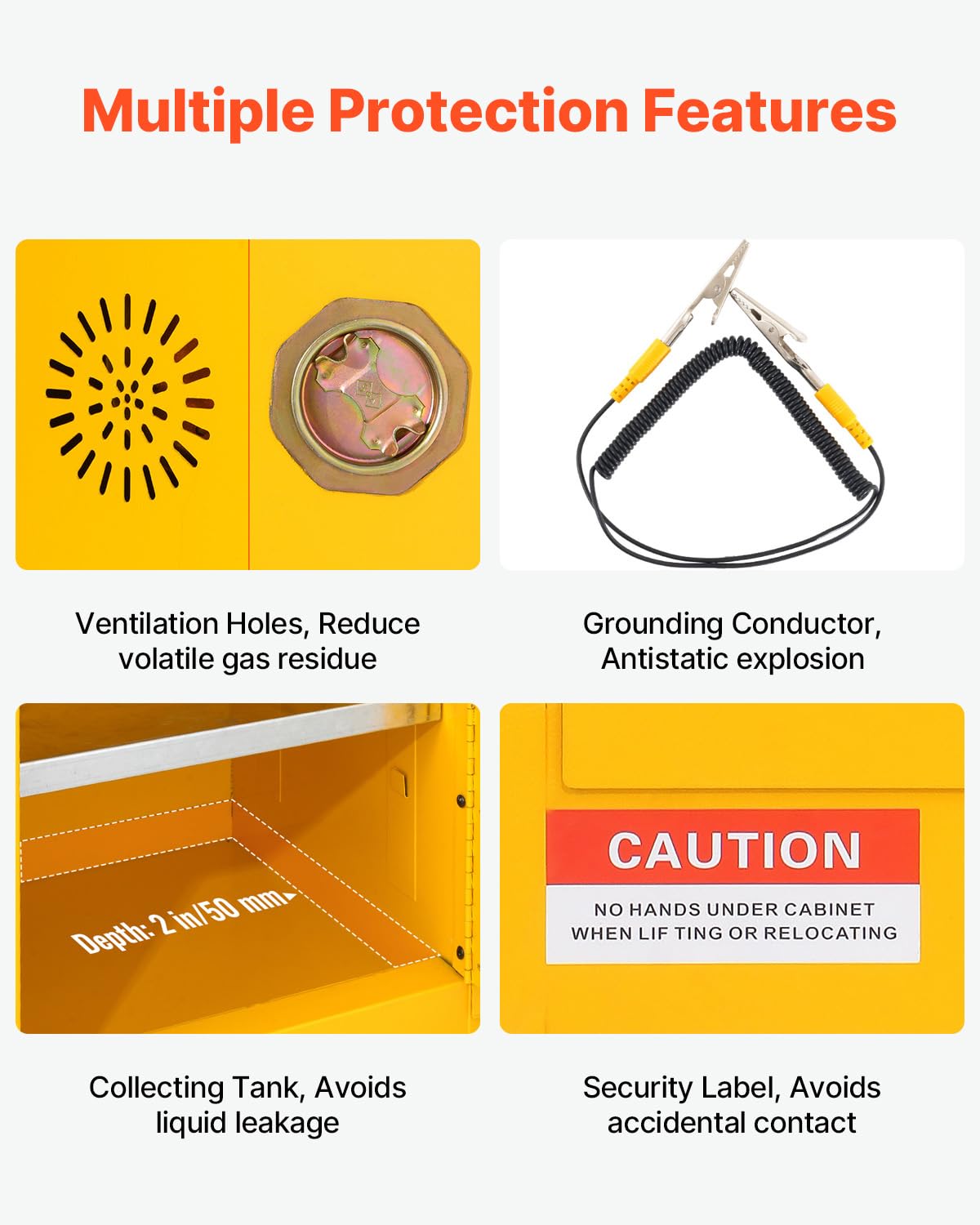 VEVOR Flammable Cabinet, 18" x 18" x 35", Yellow