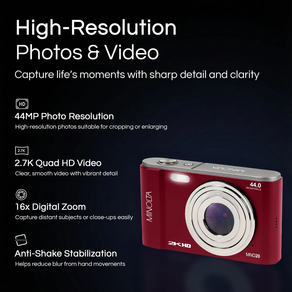 Minolta Minolta MND20 44 MP 2.7K Ultra HD Digital Camera (Silver)