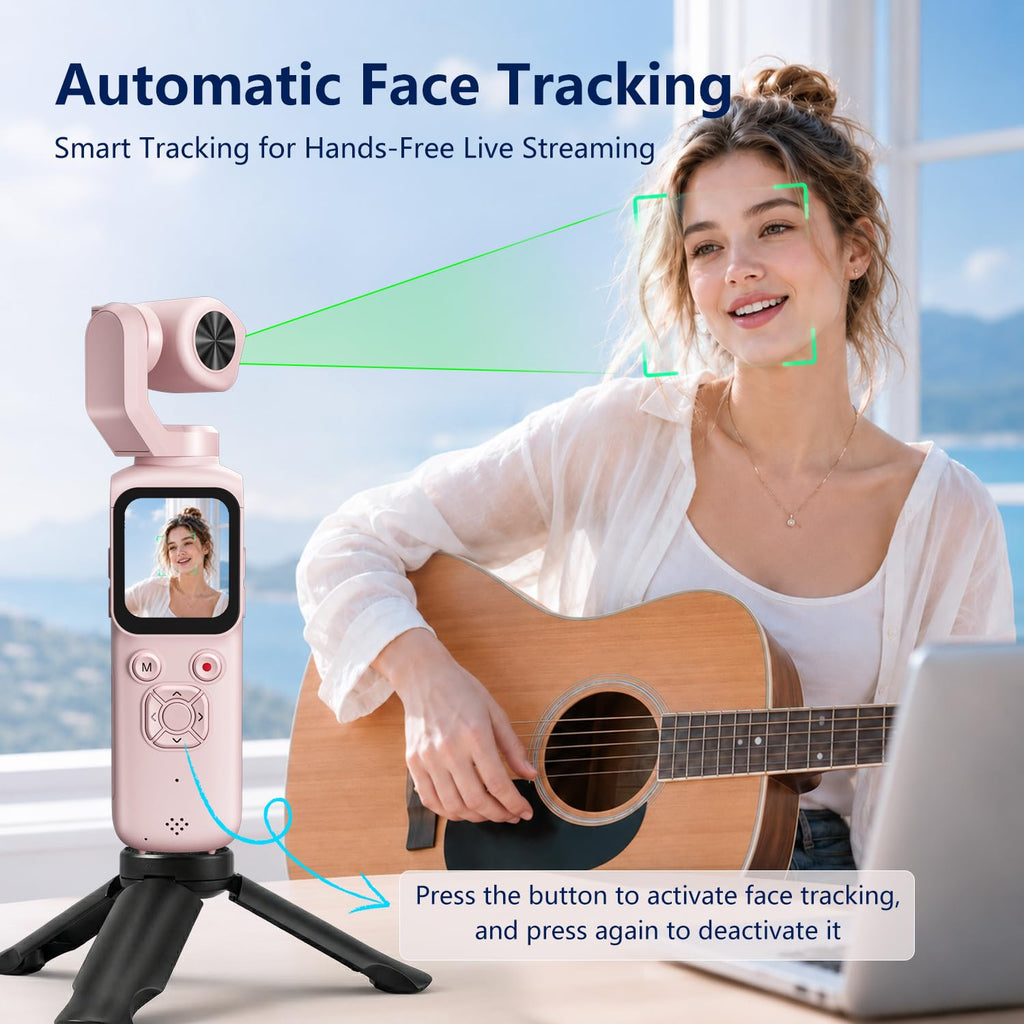 4K Vlogging Camera, Pocket Digital Camera, 330Â° Rotating Lens
