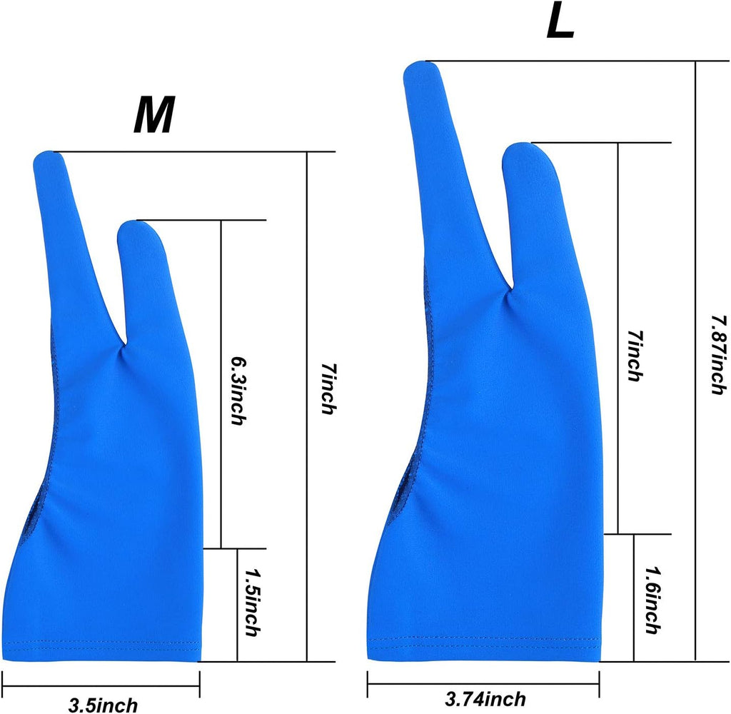 Artist Drawing Tablet Gloves Two Finger Graphics Painting Glove Free Size Creative Both Right and Left Hand 4 Pack