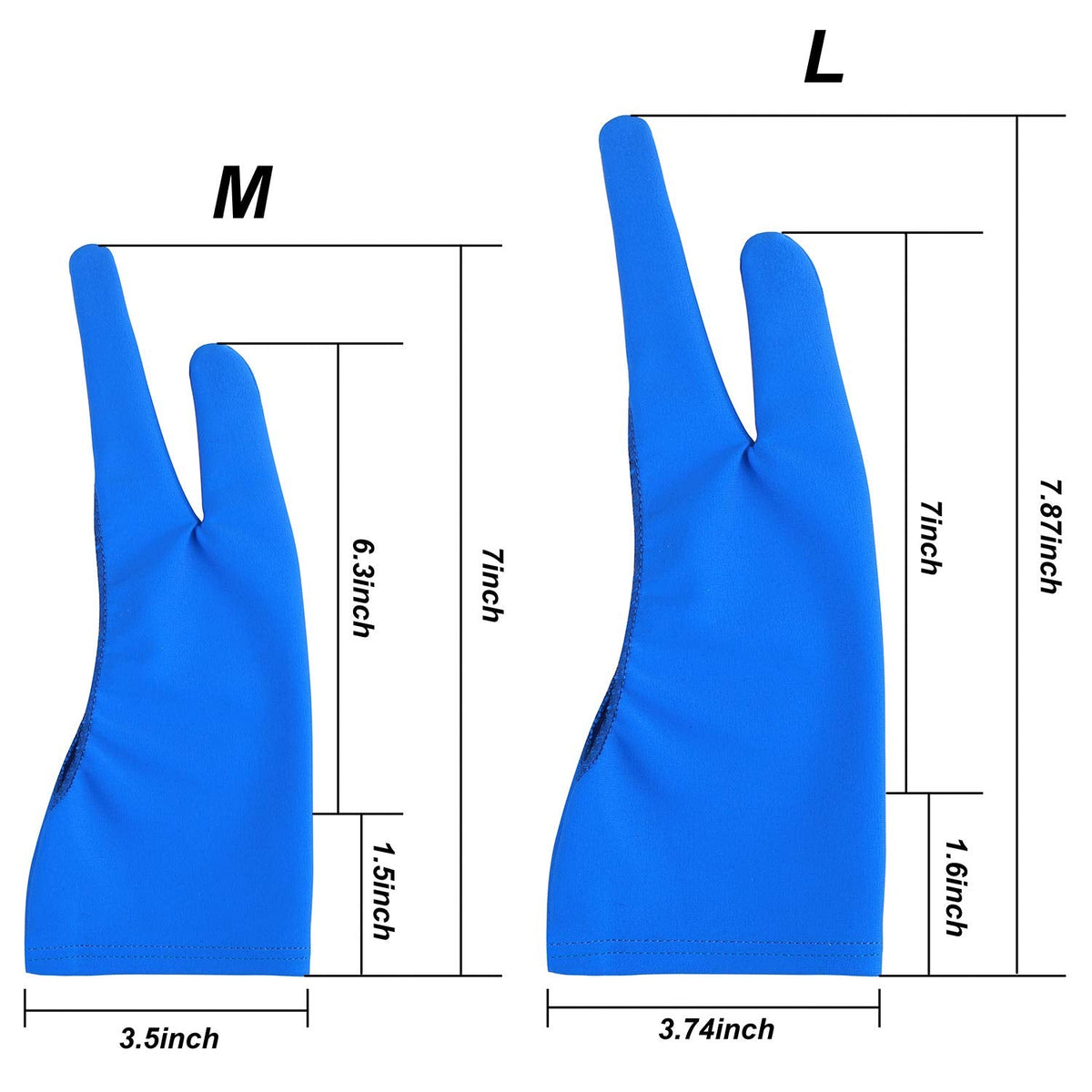 Artist Drawing Tablet Gloves Two Finger Graphics Painting Glove Free Size Creative Both Right and Left Hand 4 Pack