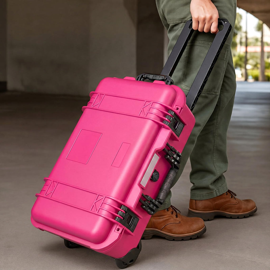 Relaxweex Rolling Camera Hard Case with 15 Padded Dividers & Wheels