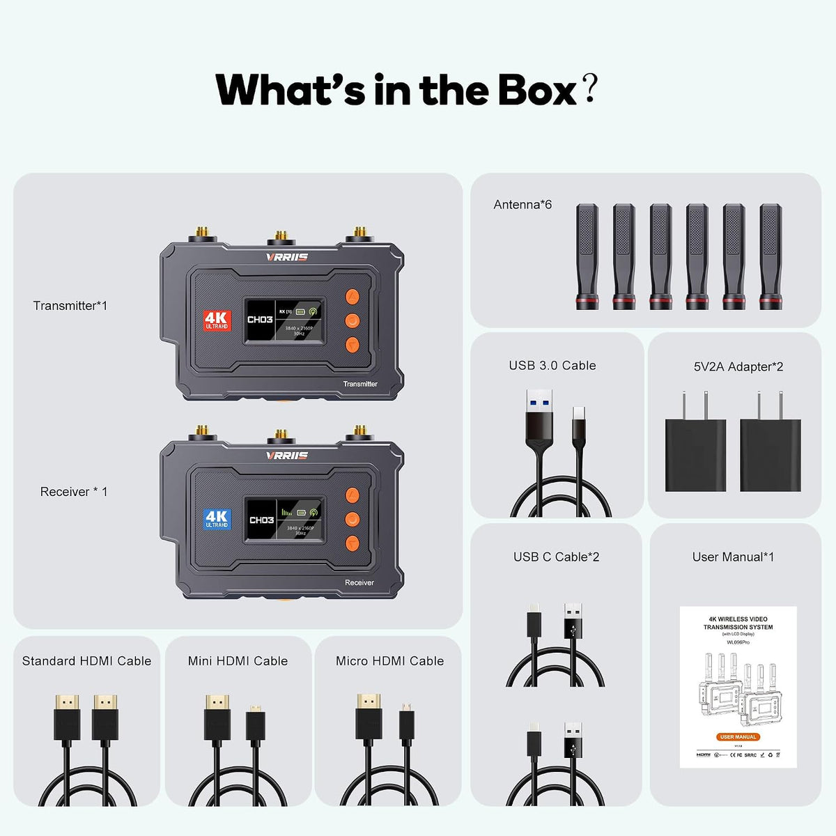 4K Wireless HDMI Transmitter and Receiver,20-Channel Adjustable,0.1s Latency,1500FT Wireless Video Transmitter and Receiver with UVC Out for Live Streaming