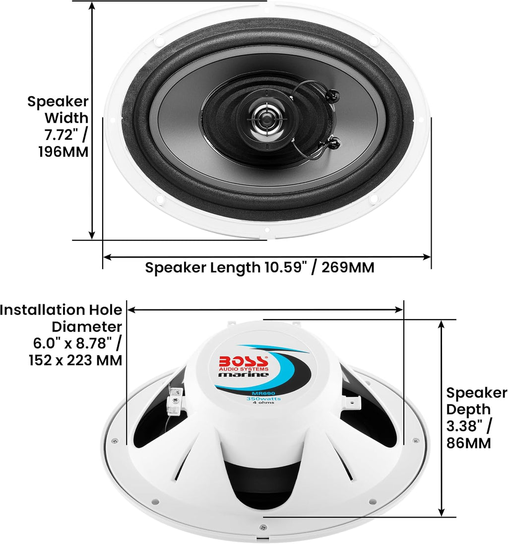 BOSS Audio Systems MR690 6 x 9 2 Way Full Range 350 W Boat Speaker Pair