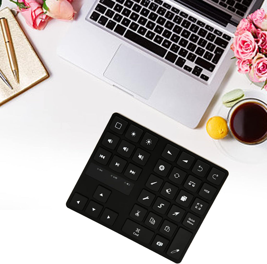 Keyboard for, Rechargeable Drawing Keyboard with 35 Shortcut Keys, One Handed Buetooth Keypad for Drawing Shortcuts, Graphic Tablets, Drawing Tablet, Laptop