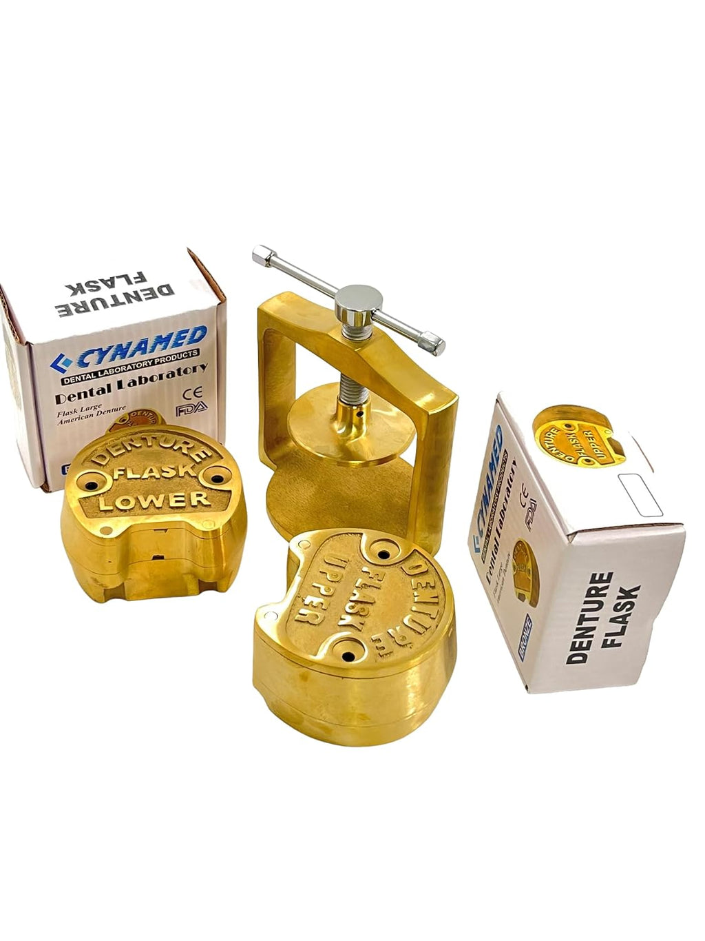 Premium Dental Laboratory Single LAB Press Compress W/Two Brass Denture Flask (CYNAMED)