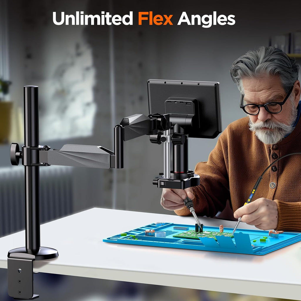Elikliv Autofocus 4K HDMI Digital Microscope, 10.1" EM4K-AF Flex Arm Scope
