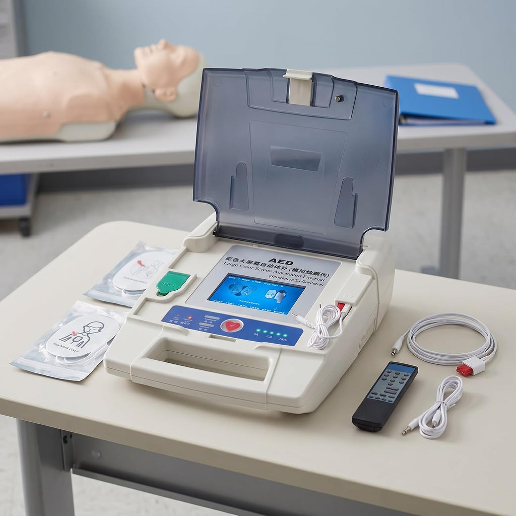 Automated External Defibrillator (AED) Training Machine with 12 Scenes and Touchscreen (Color Large Screen) for Medical Students Doctors Nurses Practice
